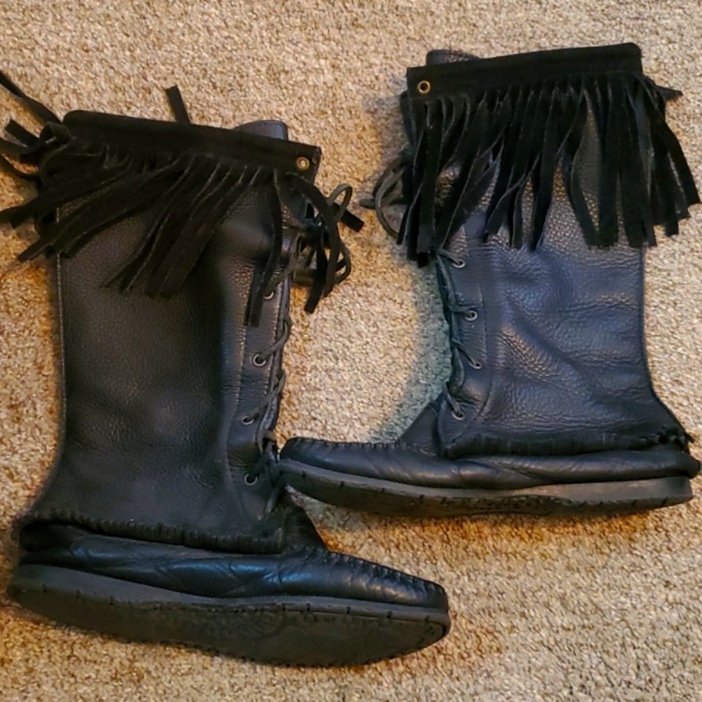 Laurentian Chief leather Festival Native Moccasins black